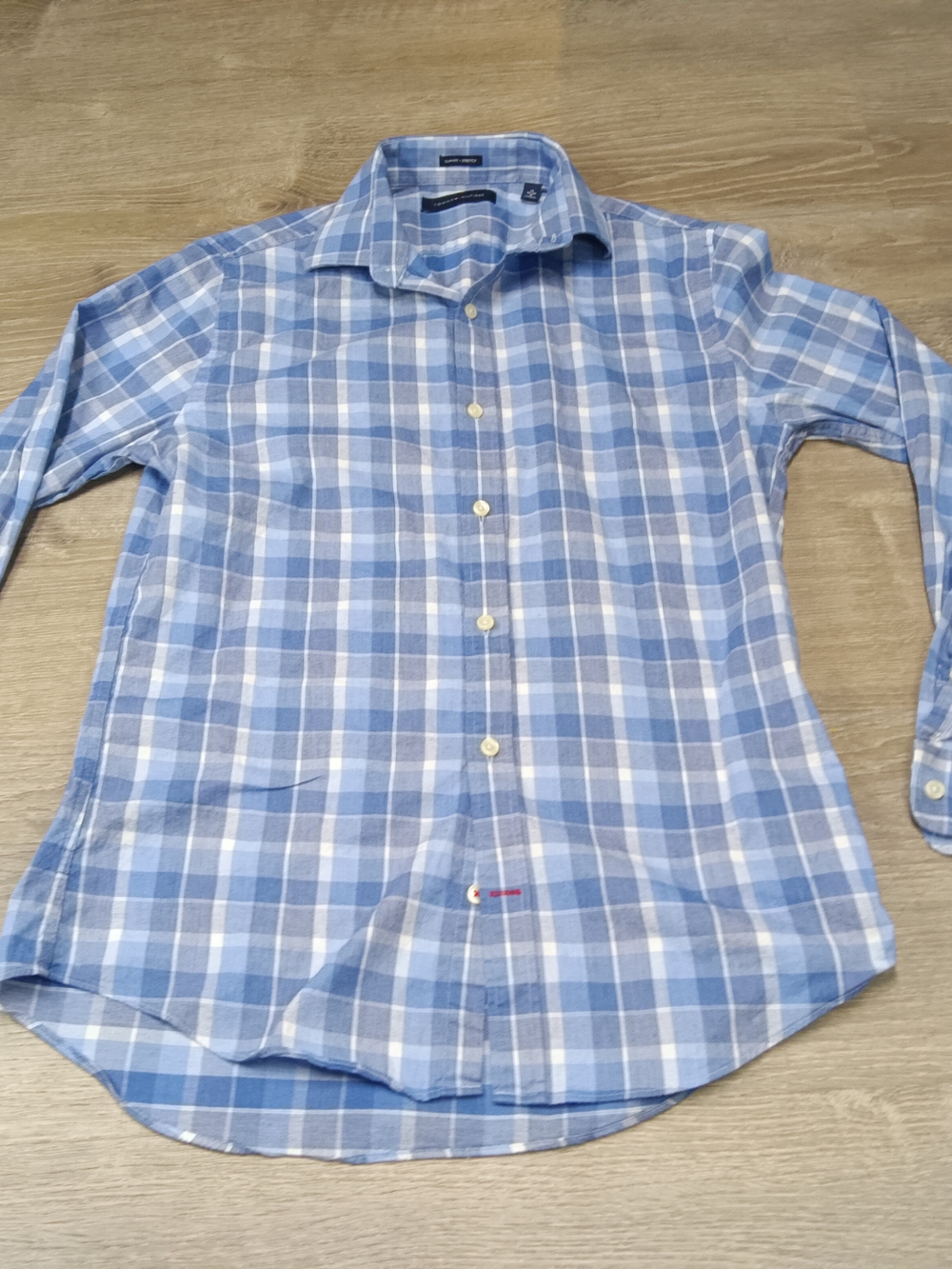 Tommy Hilfiger Blue and White Plaid Button-Down Shirt